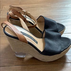 French Connection lucite espadrille wedges sz6.5